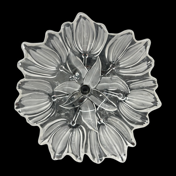 Mikasa Tulips Satin Footed Pedestal Bowl 12" Tulip Shaped Clear Frosted Germany - Picture 8 of 11